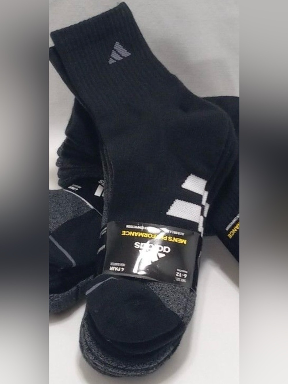 adidas Men's Black with White Accent Performance Socks - Picture 2 of 2